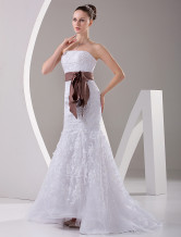 White Lace Strapless Sash Womens Spring 2012 Wedding Trends