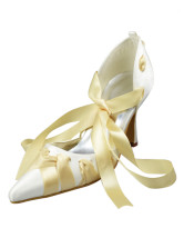 Chaussures de mariage à talons aigus en satin avec ruban