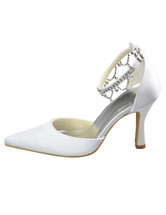 Chaussures de mariage à talons aigus en tissu avec chaîne