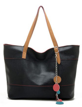 46*15*30cm Fashion Black Simple Sweet PU Womens Handbag