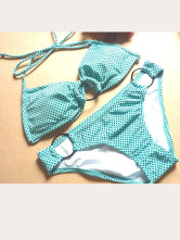 Circles Decoration Bandeau Spandex Polyester Womens Swimsuit