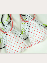 Black Polka Dot Halter Ruffled Two Piece Bikini Swim Suit