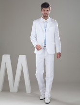 Formal White Single Breasted Button Lapel Worsted Groom Wedding Tuxedo