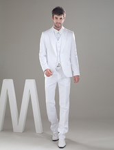 Handsome White Single Breasted Button Worsted Groom Wedding Tuxedo