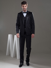 Notched Lapel Worsted Single Button Groom Wedding Suit