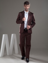 Popular Brown Single Breasted Button Lapel Worsted Groom Wedding Tuxedo