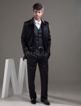 Traditional Black Worsted Groom Wedding Wear