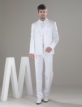 White Three Buttons Worsted Men's Wedding Suit