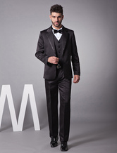 Attractive Black Single Breasted Button Worsted Groom Wedding Tuxedo