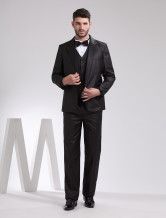 Handsome Black Serge Groom Wedding Tuxedo