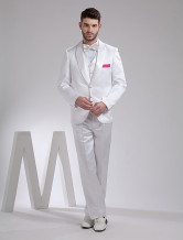 White Handsome Satin Groom Wedding Tuxedo