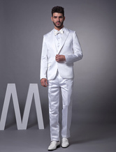 White Single Breasted Worsted Groom Tuxedo