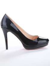 Black 4 1/3'' High Heel Patent Leather Pointed Toe Fashion Shoes