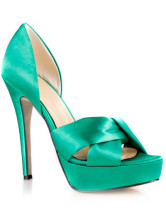 Elegant Green 5 1/2'' Heel 1 1/5'' Platform Satin Womens Heels