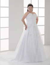 Ivory A-line Strapless Sweetheart Tulle Plus Size Wedding Dress