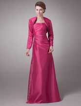 Empire Waist Floor-Length Fuchsia Taffeta Dress For Mother of the Bride 