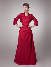 Empire Waist Floor-Length Burgundy Taffeta Dress For Mother of the Bride 