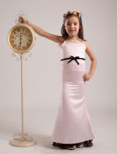 Sweet Pink Satin Spaghetti Straps Junior Bridesmaid Dress