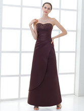 Two-Piece Short Sleeves Beaded Sweetheart Satin Mother Of Bride And Groom Dress