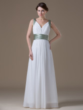 Attractive Ivory Chiffon Deep V-neck Maternity Bridesmaid Dress