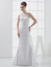 Elegant Mermaid Trumpet Beading Satin Lace Wedding Dress