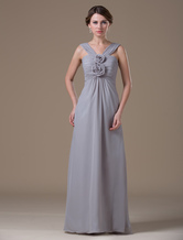Pretty Gray Chiffon Halter Floor Length Maternity Bridesmaid Dress