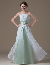 Pretty White Chiffon Strapless Floor Length Maternity Bridesmaid Dress