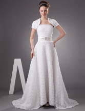 White Lace Strapless Floor Length 2012 Wedding Dress