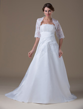 Romantic A-line Strapless Taffeta Maternity Wedding Dress