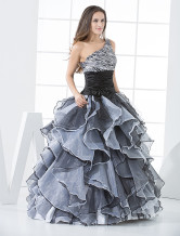 Black Tulle Strapless Floor Length Princess Prom Dress
