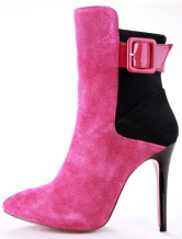 4 1/3'' Fuchsia Sheepskin Women's Heel Booties