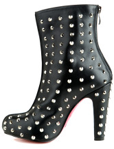 Bottines noires de 4 7/10'' talons et 4/5'' plate-forme en cuir de vache et peau de mouton 