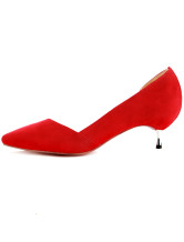 Red 2 3/4'' Heel Suede Pointed Toe Fashion Pumps