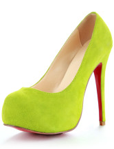 Escarpins de femme de style glacé en jaune clair en cuir de talons 