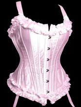 White And Pink Satin Sexy Corset
