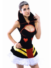 Black Red Acrylic Spandex Queen Of Hearts Sexy Princess Costume