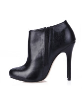 Black Stiletto Heel PU Unique Womens Ankle Boots