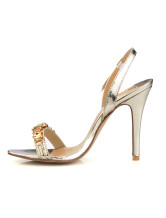 Open Toe Buckle Beading PU Womens Fashion Sandals
