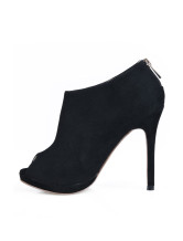 Peep Toe Back Zip Closure Flannel Womens High Heel Ankle Boots