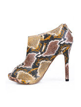 Python Pattern PU Peep Toe Womens High Heel Ankle Boots