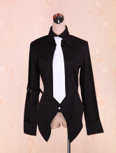 Schwarze Lolita Bluse mit weißemr Krawatte