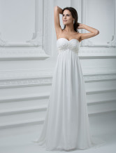 Romantic Ivory Sheath Sweetheart Strapless Empire Waist Beading Chiffon Wedding Dress