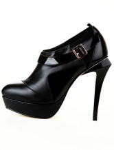 4 3/4'' Black Stiletto Sheepskin Women's High Heel Ankle Boots