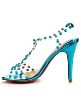 Blue Clear PC T-Strap  Womens Dress Sandals