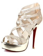 Trendy Golden High Heel Platform Paillette Womens Fashion Shoes