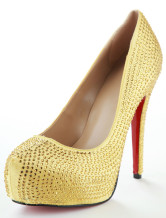 Gold Platform Snakeskin Womens High Heel  Shoes
