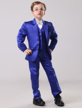 Fashion Royal Blue 100% Cotton Boys Ring Bearer Suits