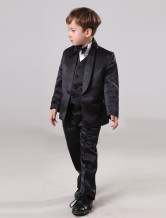 Fashion Black 30% Polyester 70% Wool Boys Ring Bearer Suits 