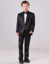 Popular Black 30% Polyester 70% Wool Boys Ring Bearer Suits 