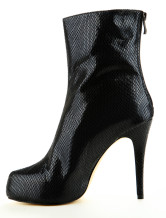 Black 4'' High Heel Sheepskin Ankle Boots